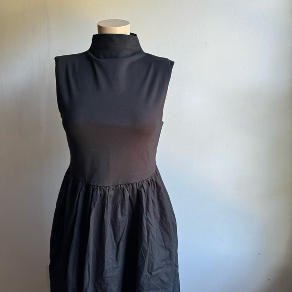 NWT J.Crew Fitted knit mockneck dress with poplin skirt in Black - Picture 5 of 15